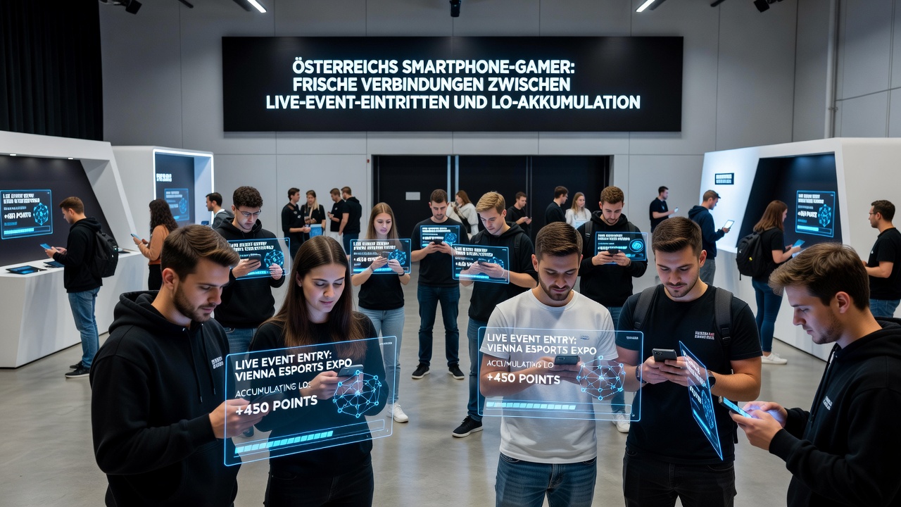 Mobile screen displaying loyalty milestone progress alongside upcoming live event schedules in an Austrian gaming app