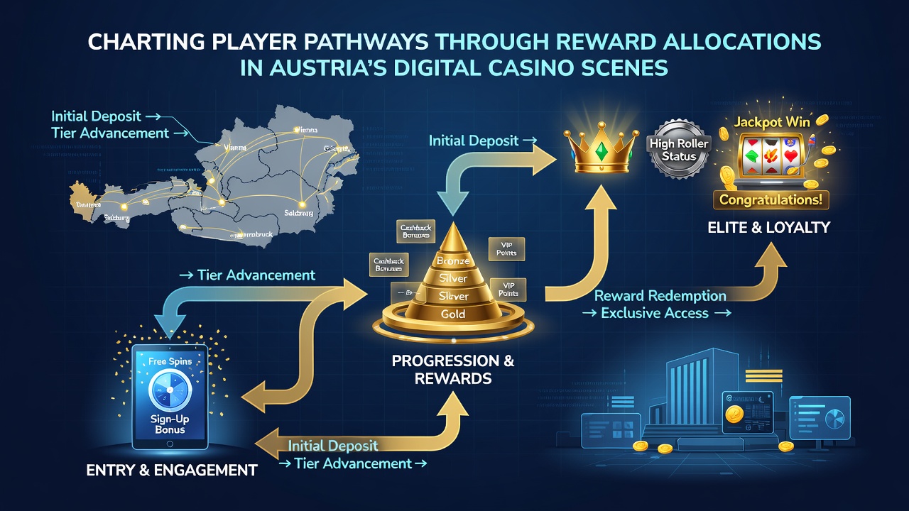 Detailed diagram of reward allocation pathways and loyalty tier structures in Austria's mobile casino applications