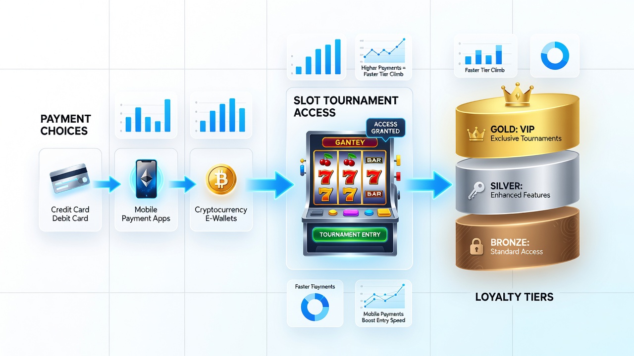 Loyalty tier dashboard displaying payment history, points accumulation, and tournament access levels for Austrian mobile users